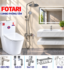 Combo đẹp 11 — lavabo đá đặt bàn, gương LED, sen cây tròn
