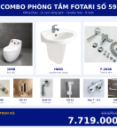 Combo nóng lạnh 12 — 9 món — lavabo treo tường — Đồng thau