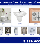 Combo nóng lạnh 17 — 9 món — lavabo treo tường — Đồng thau