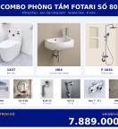 Combo nóng lạnh 13 — 9 món — lavabo treo tường — Đồng thau