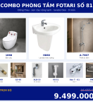 Combo nóng lạnh 18 — 9 món — lavabo treo tường — Đồng thau