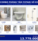 Combo nóng lạnh 35 — 9 món — lavabo treo tường — Đồng thau