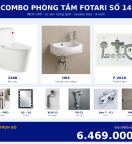 Combo nóng lạnh 08 — 9 món — lavabo treo tường — INOX 304