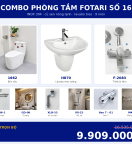 Combo nóng lạnh 21 — 9 món — lavabo treo tường — INOX 304