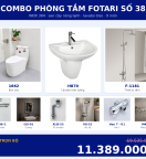 Combo nóng lạnh 28 — 9 món — lavabo treo tường — INOX 304