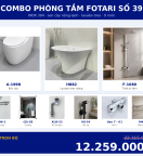 Combo nóng lạnh 32 — 9 món — lavabo treo tường — INOX 304