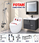 Combo mô phỏng 04 — tủ xám đen vân sọc, bồn cầu trứng