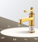 Vòi Nóng Lạnh Lavabo Đồng Thau Mạ Vàng Fotari F-3026-1