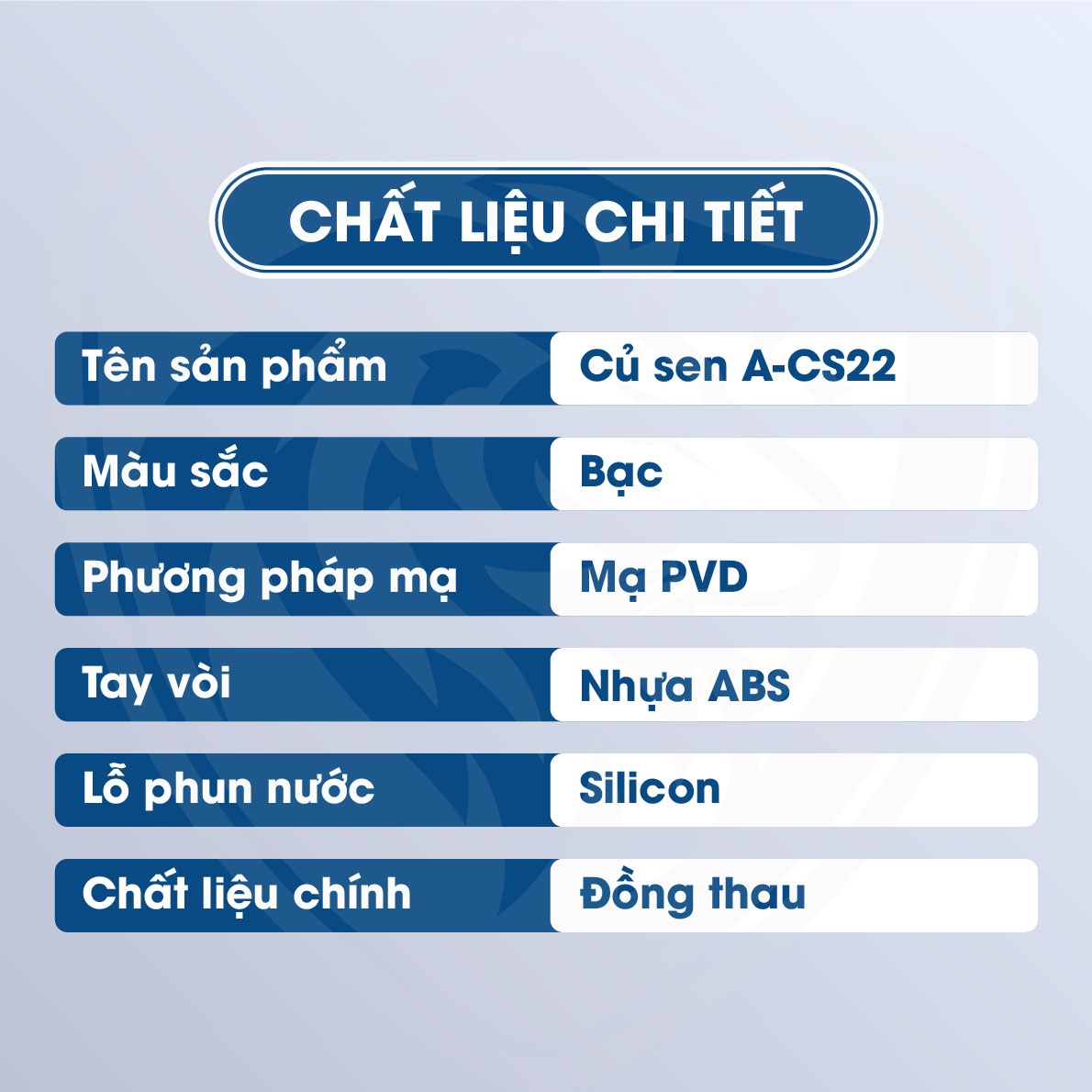 Chi tiết chất liệu củ sen nóng lạnh A-CS22 