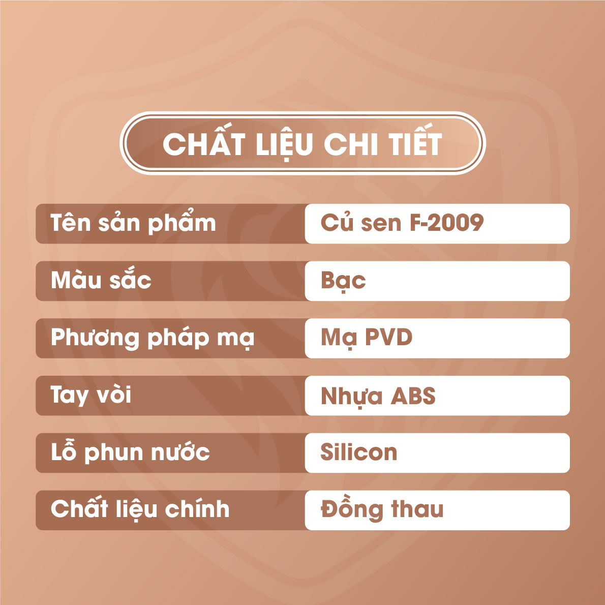 Chi tiết chất liệu củ sen nóng lạnh Fotari F2009