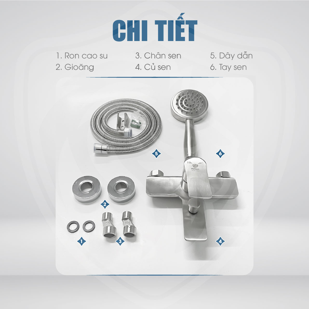Các bộ phận của củ sen nóng lạnh inox F2083
