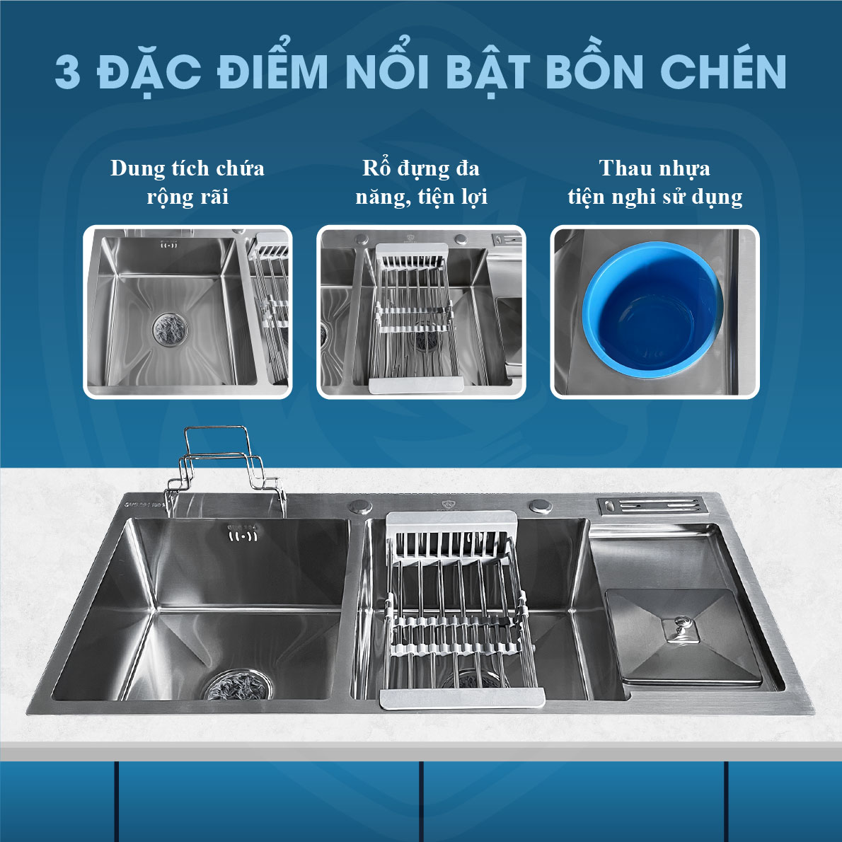 Chậu Rửa Chén 2 Hộc Inox 304 Fotari C-28