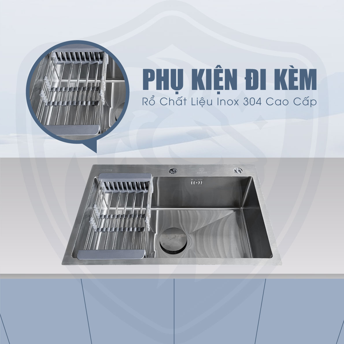 chậu rửa chén inox 1 hộc C-34