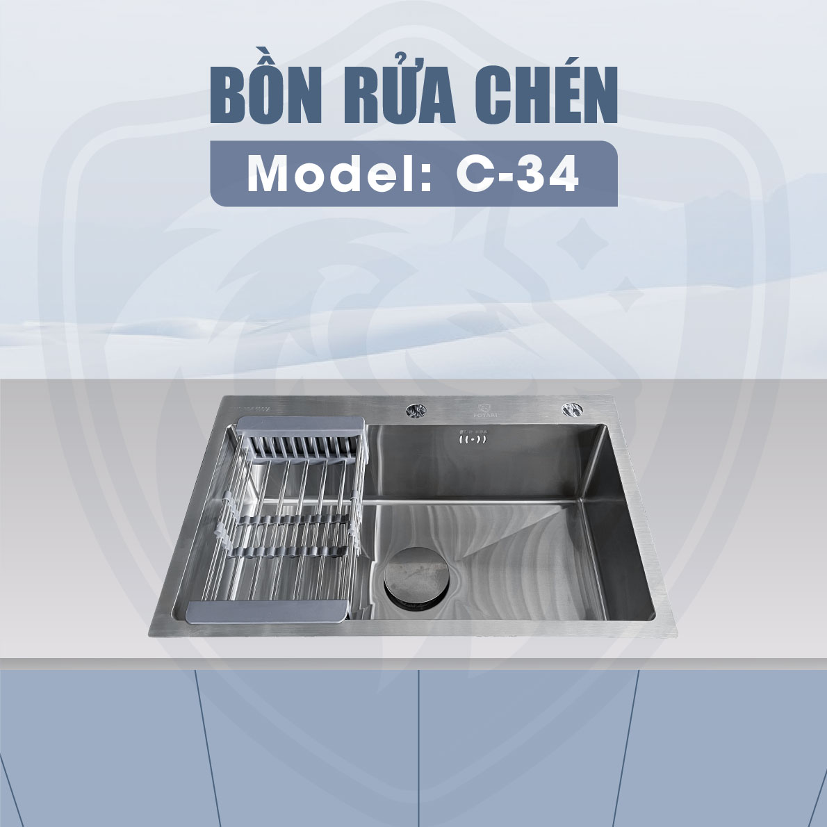 chậu rửa chén inox 1 hộc C-34