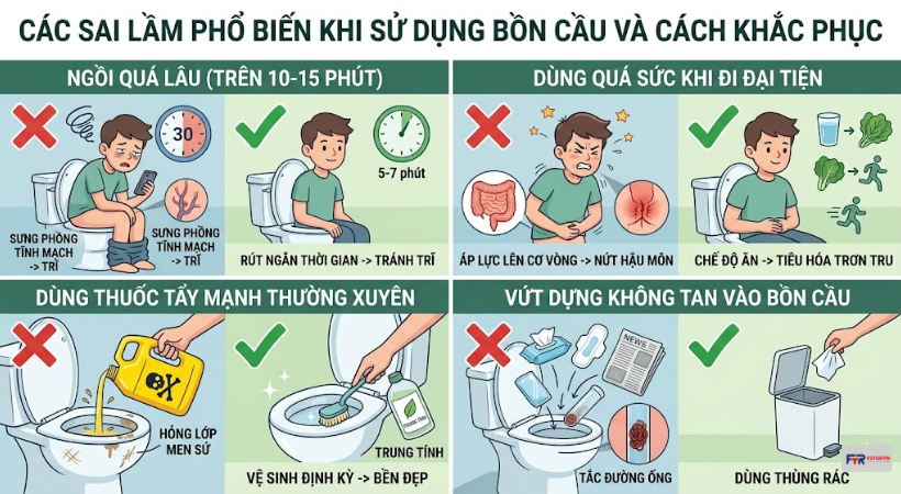 Các Sai Lầm Phổ Biến Khi Sử Dụng Bồn Cầu