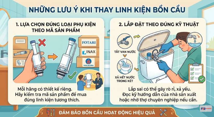 Những Lưu Ý Khi Linh Kiện Bồn Cầu Cần Phải Thay