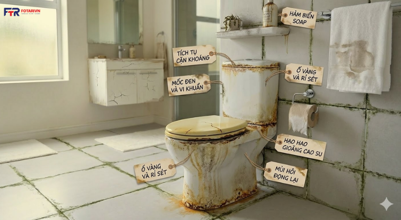 Các vấn đề vệ sinh xuất hiện khi dùng bồn cầu lâu dài