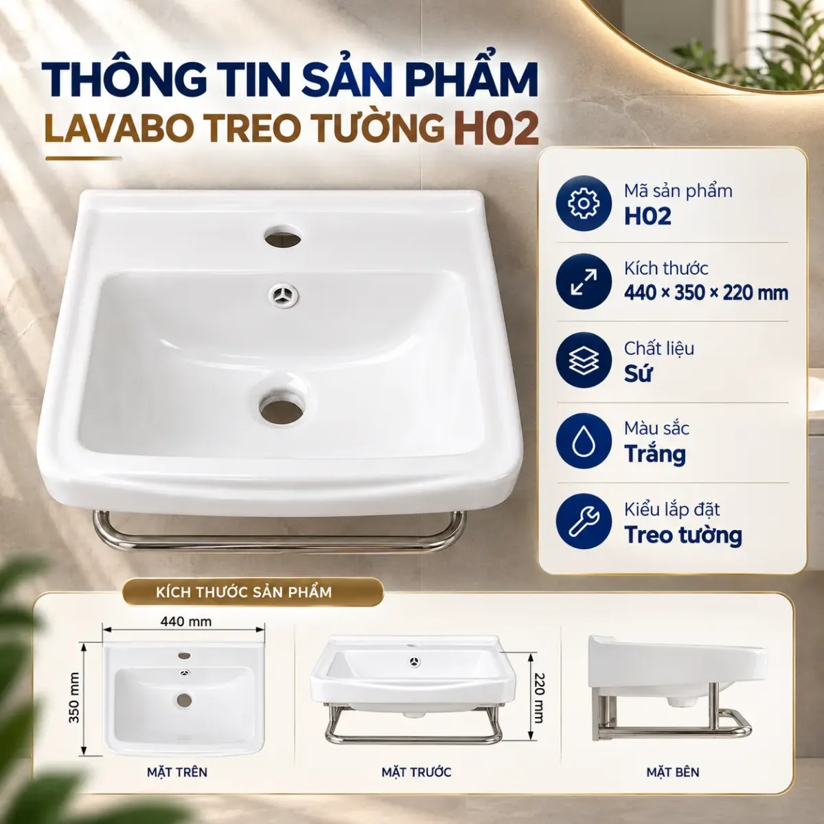 Bồn Lavabo Cao Cấp H02