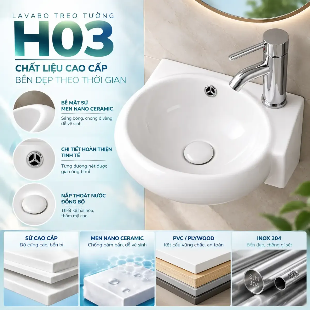 Bồn Lavabo Cao Cấp H03
