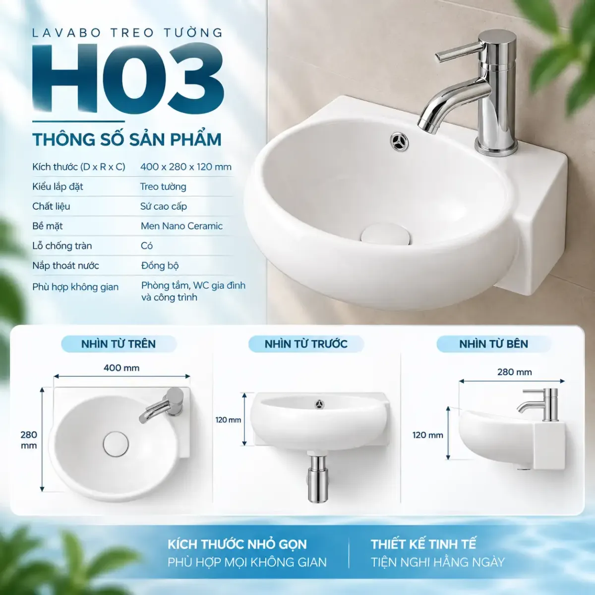 Bồn Lavabo Cao Cấp H03