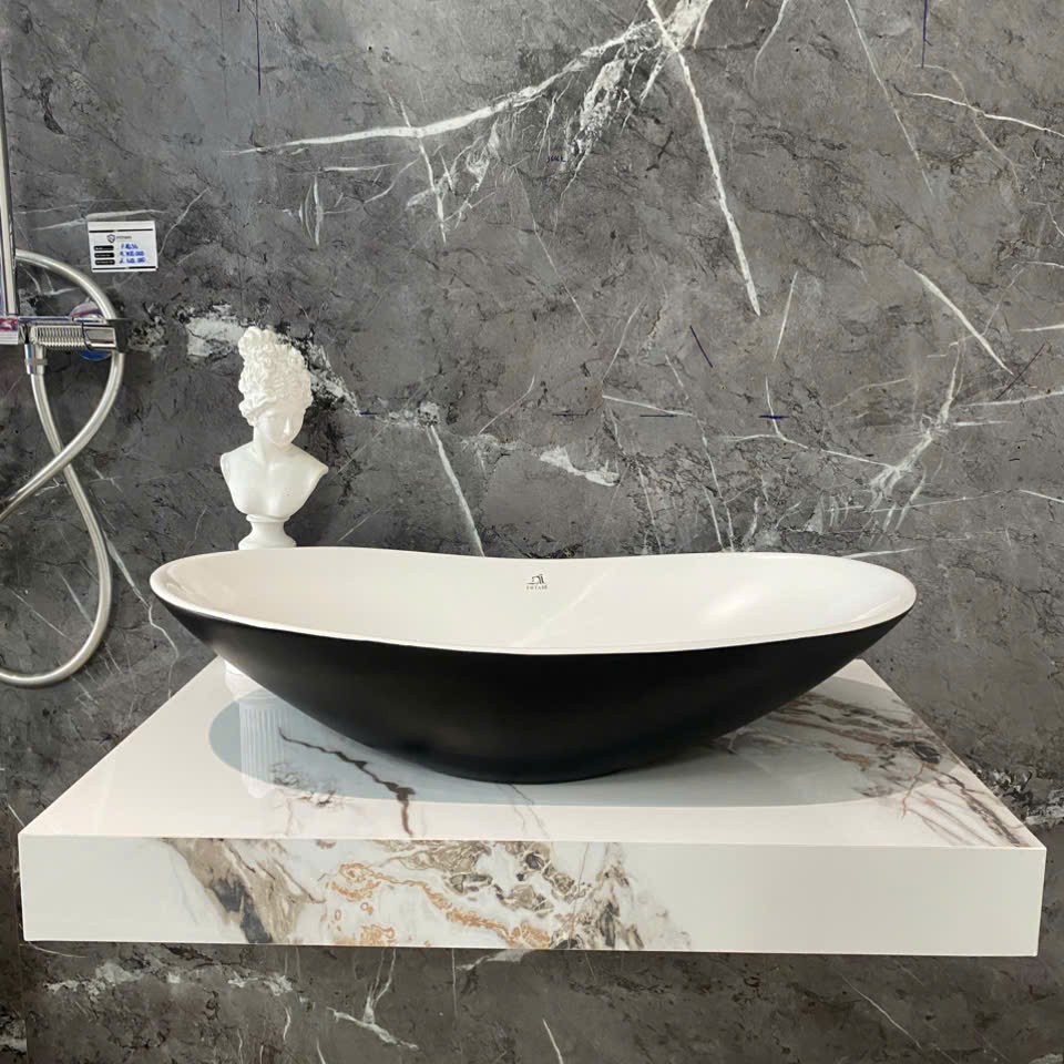 Chậu lavabo men sứ tráng viền Fotari H-112