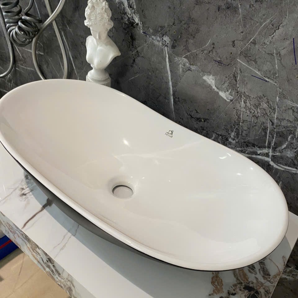 Chậu lavabo men sứ tráng viền Fotari H-112