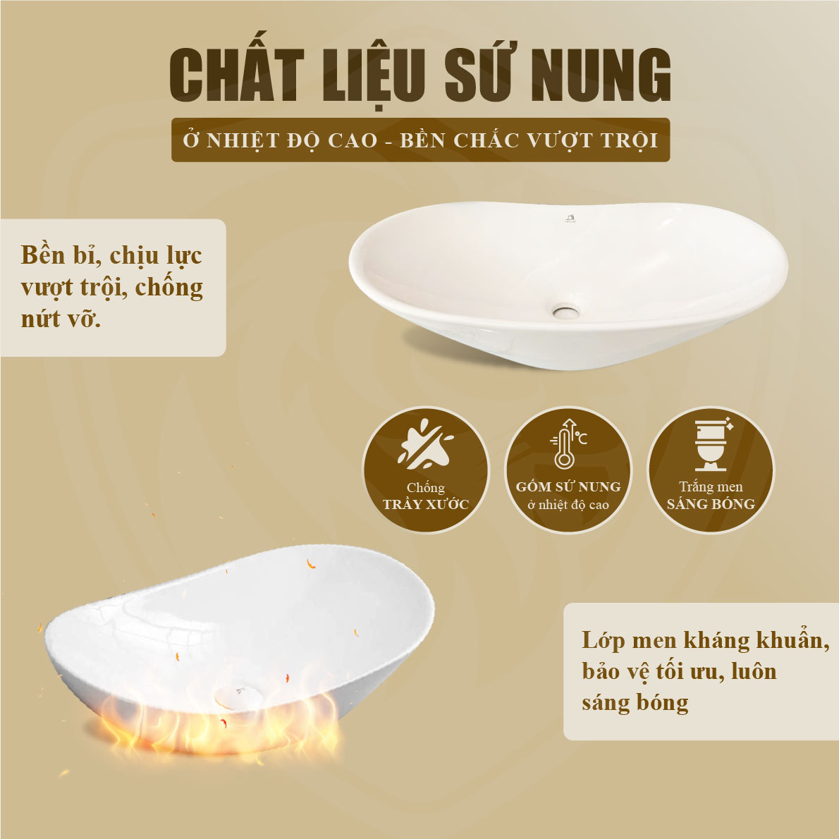 Lavabo Men Sứ Tráng Viền Fotari H-113