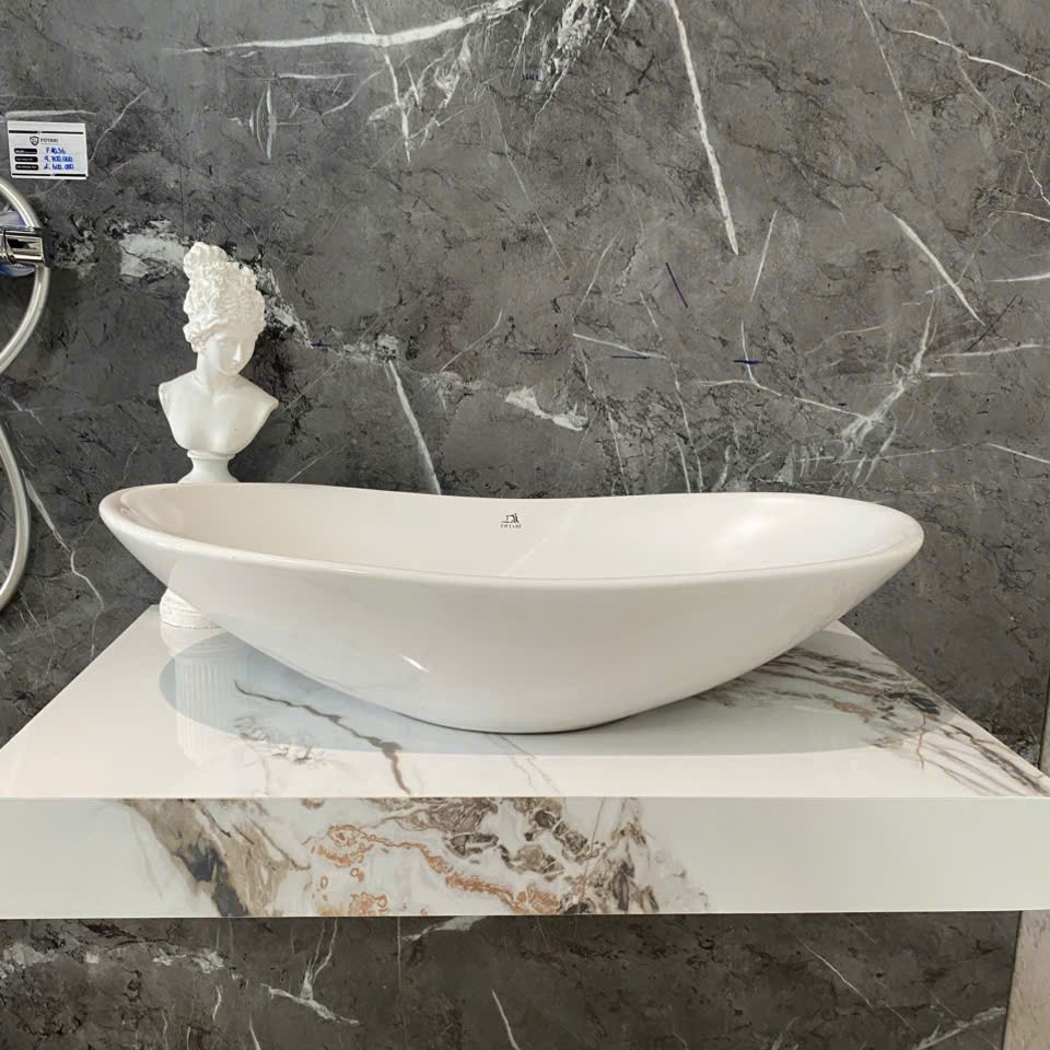 Lavabo men sứ tráng viền Fotari H-113 