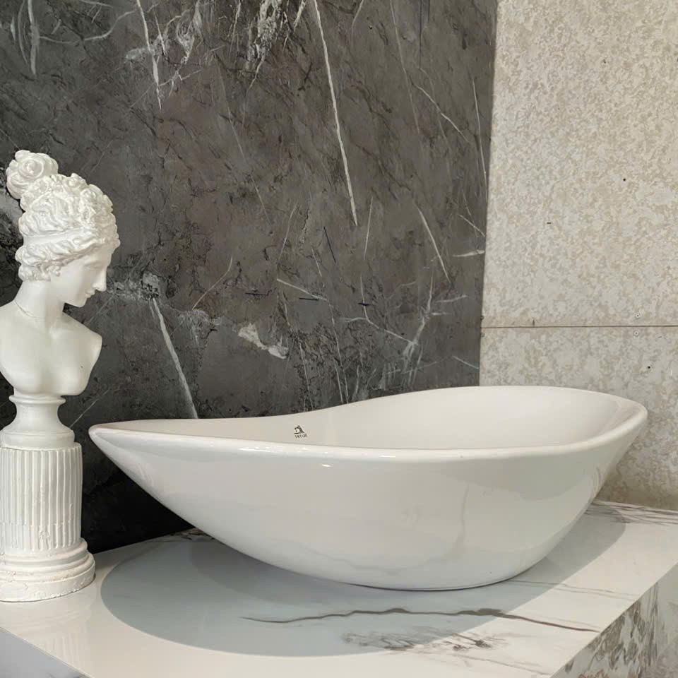 Lavabo men sứ tráng viền Fotari H-113 