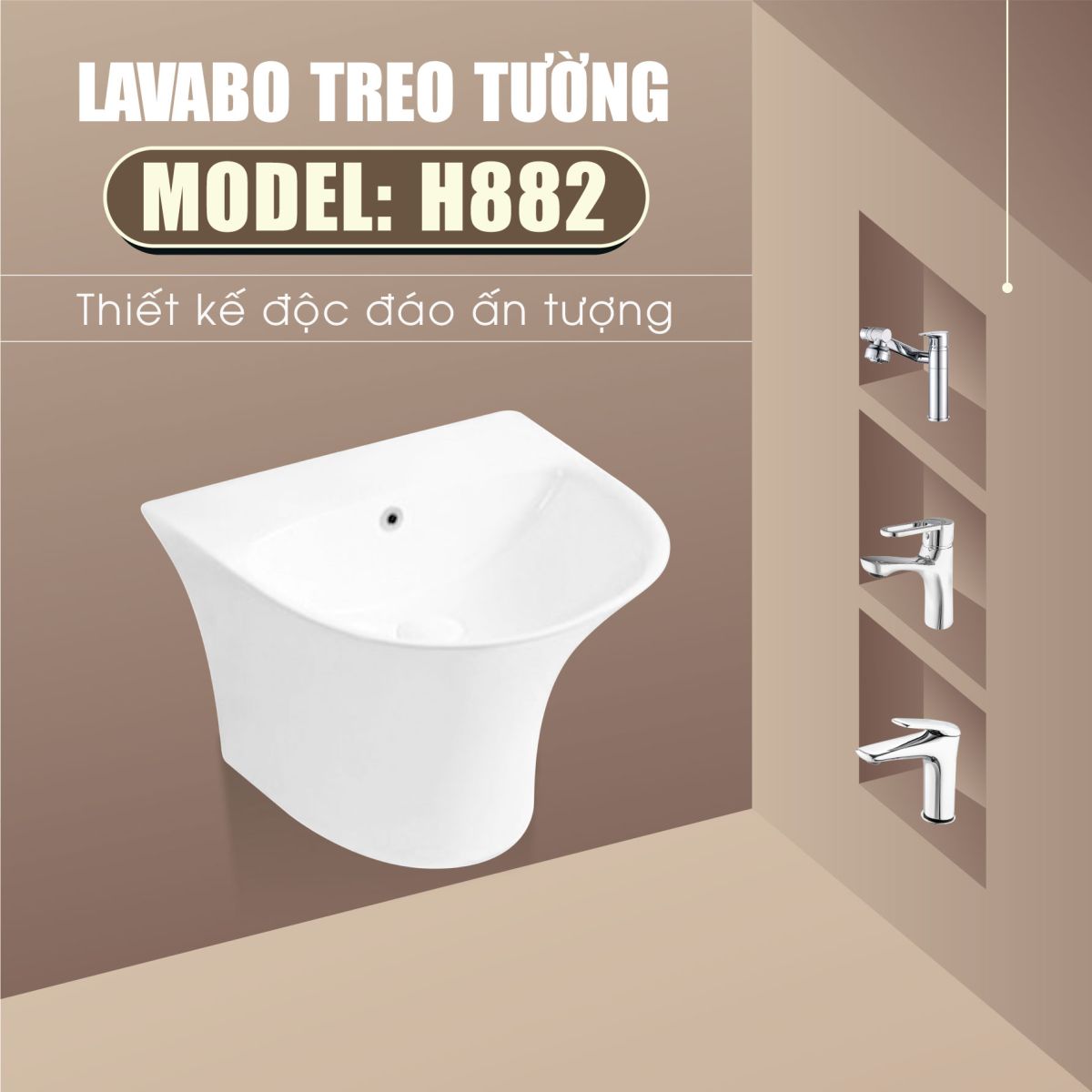 Lavabo Treo Tường Nguyên Khối Fotari H-882 1