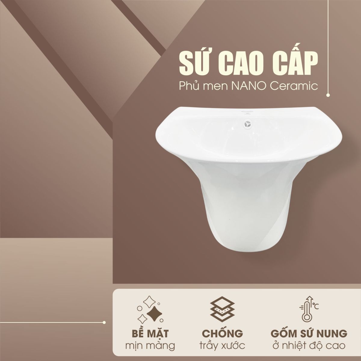 Lavabo Treo Tường Nguyên Khối Fotari H-882 3