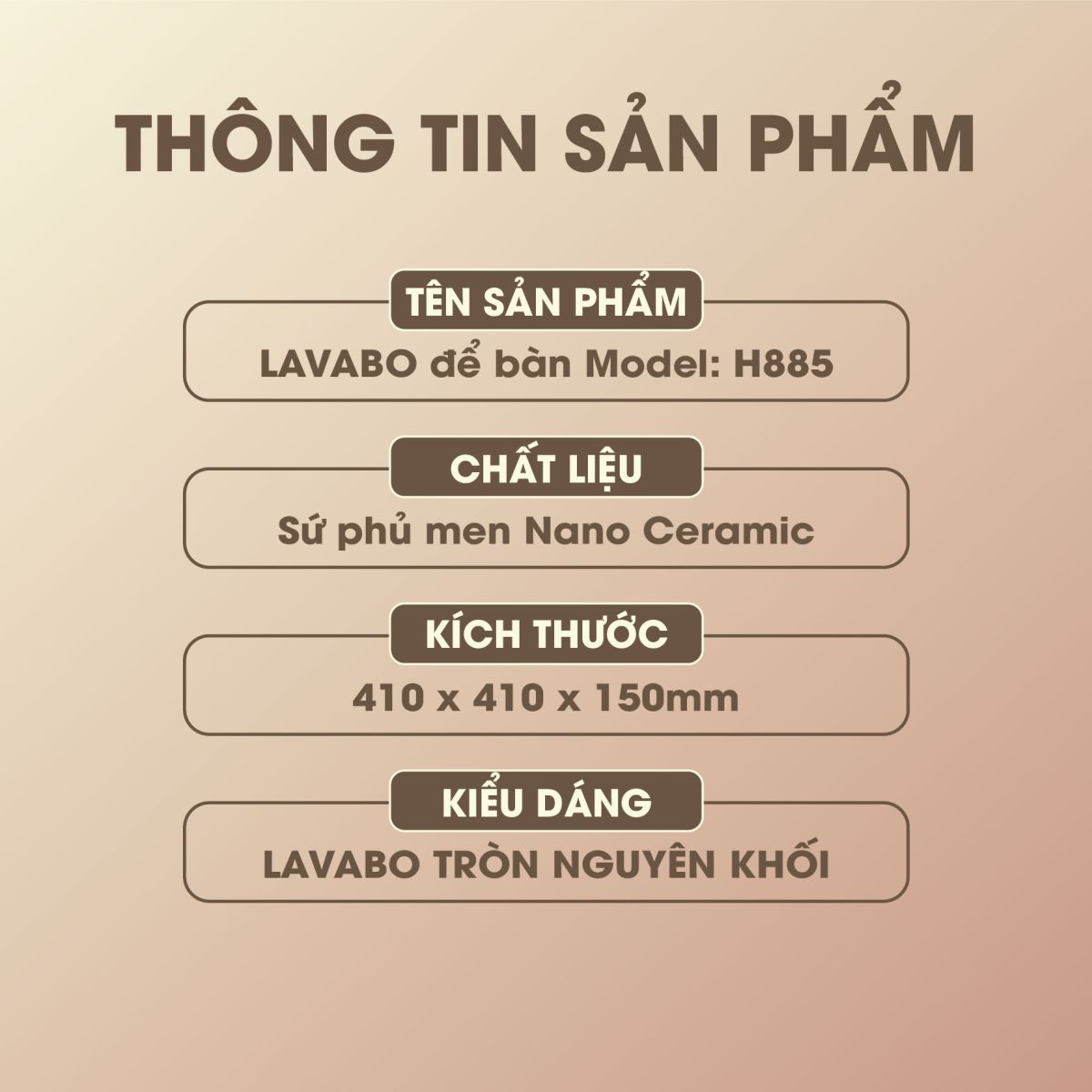 Lavabo Sứ Dáng Tròn H-885 7