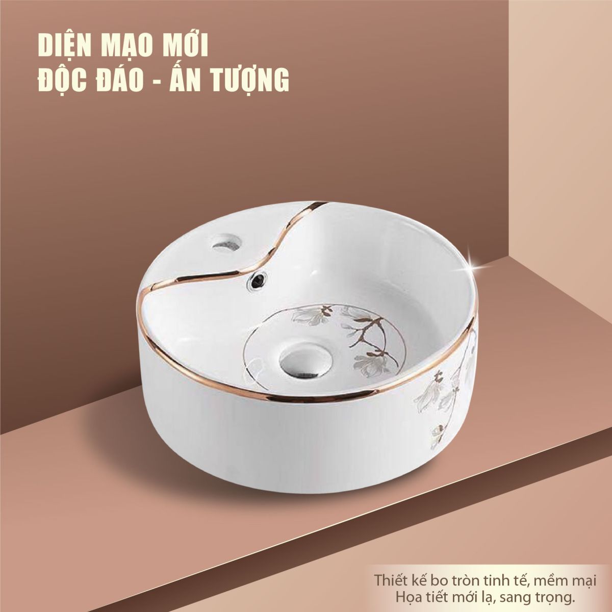 Lavabo Sứ Dáng Tròn H-885 3