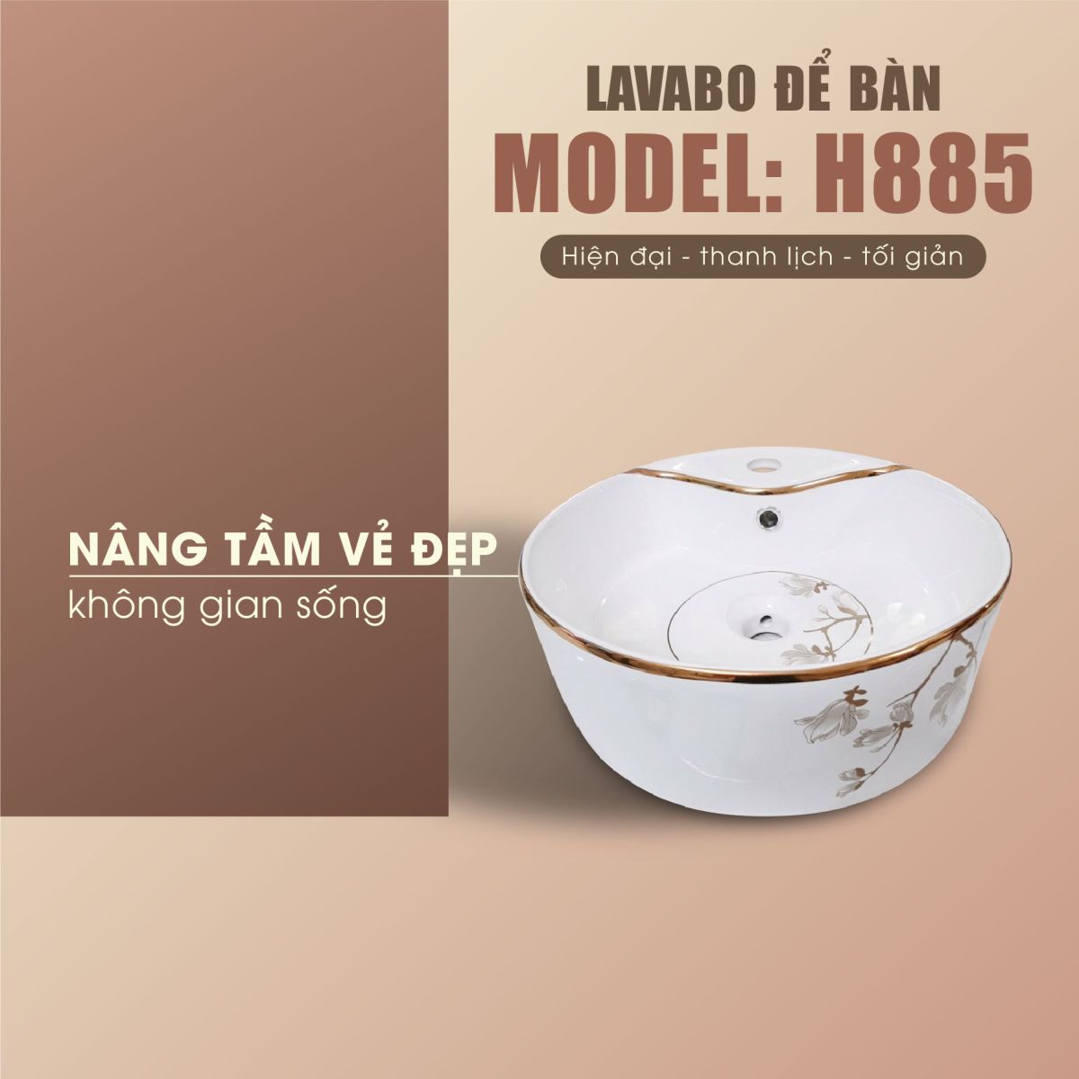 Lavabo Sứ Dáng Tròn H-885 8