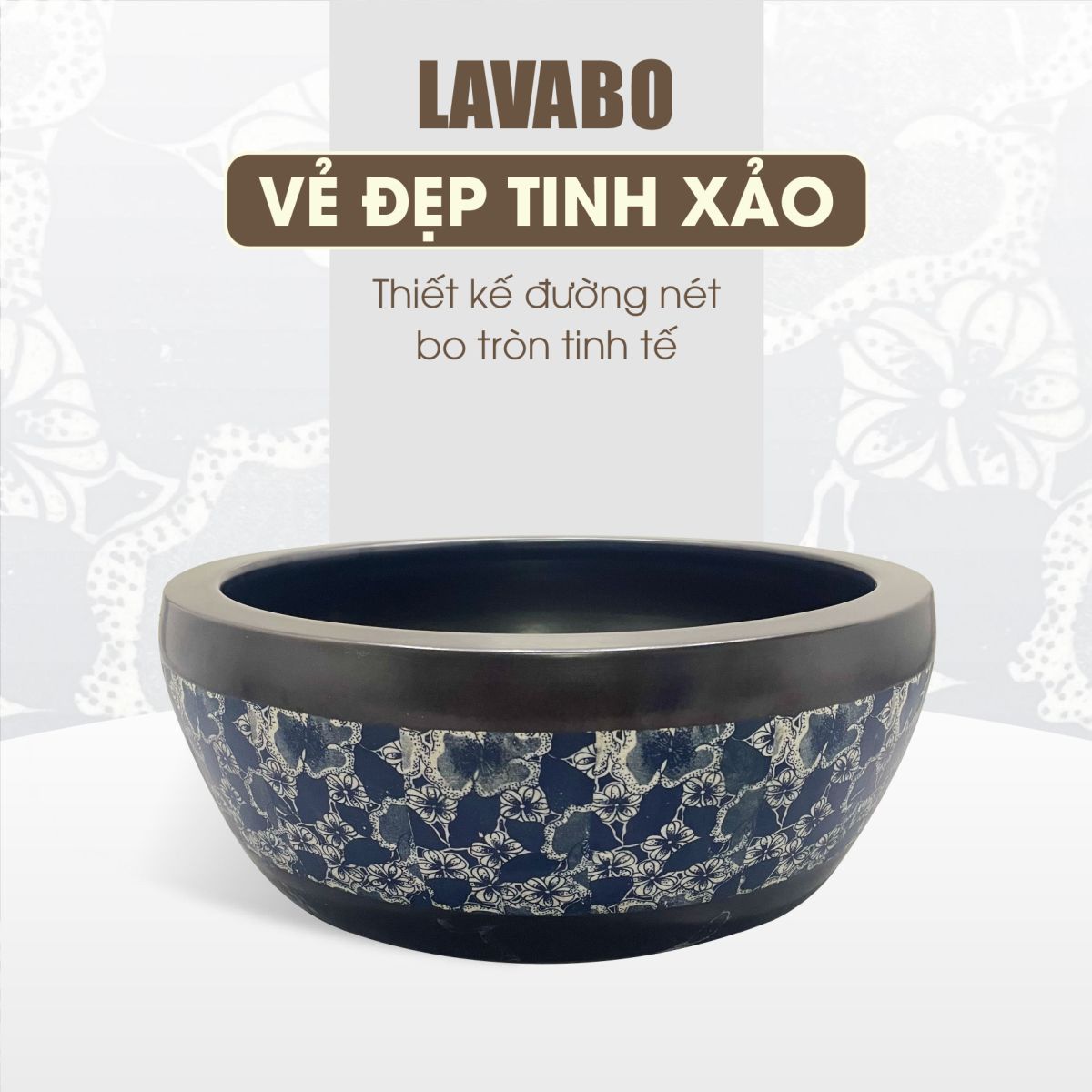 Chậu Lavabo Sứ Đặt Bàn Có Họa Tiết H-895 1