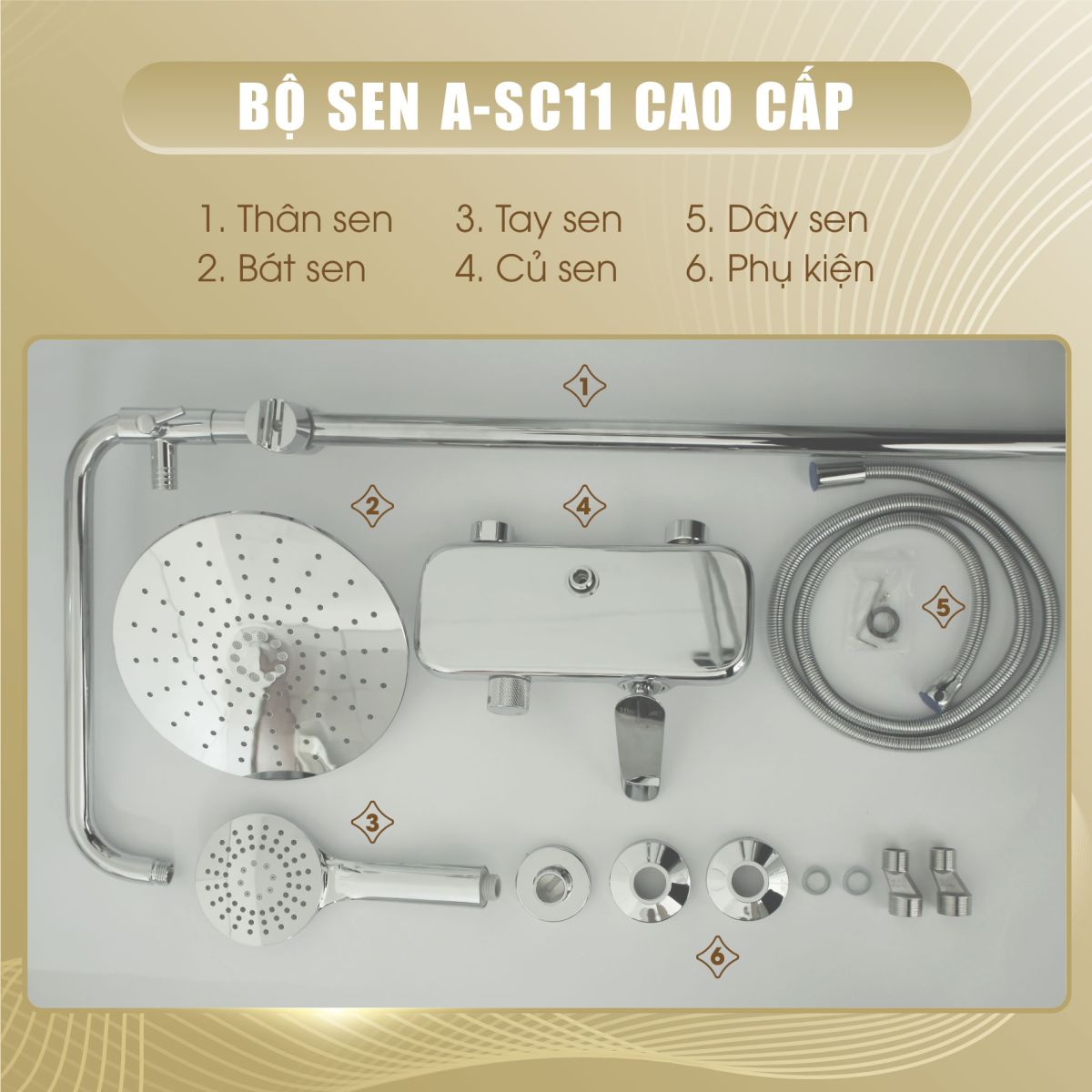 Sen Cây Nóng Lạnh Đồng Thau Mạ Crome A-SC11 4