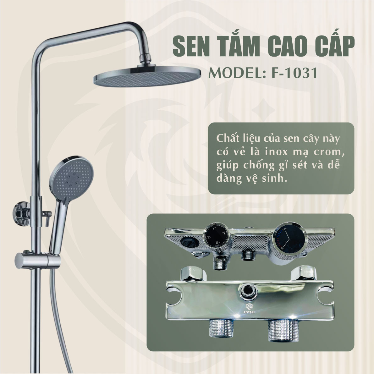 Cây Sen Tắm Nóng Lạnh Đồng Thau Fotari F-1031