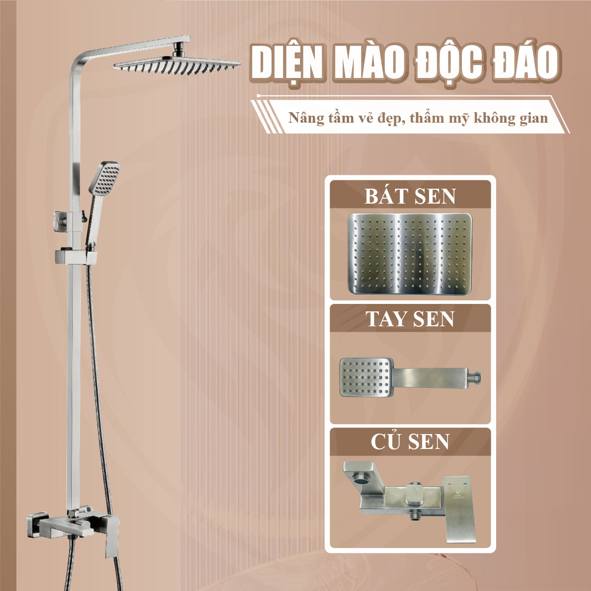 Sen cây tắm đứng Inox 304 F-1080 