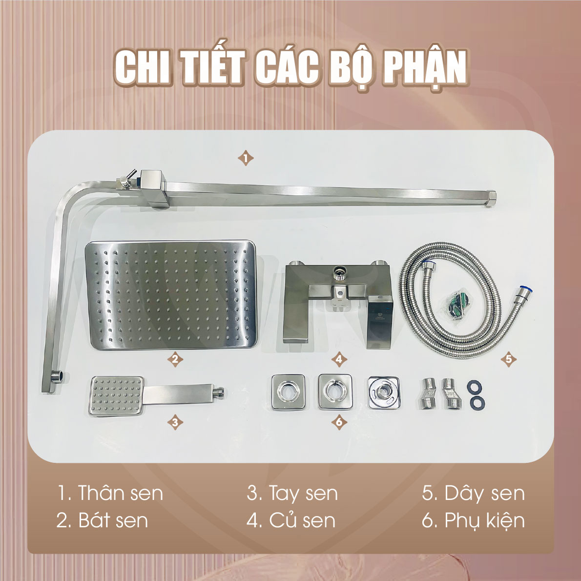 Sen cây tắm đứng Inox 304 F-1080 