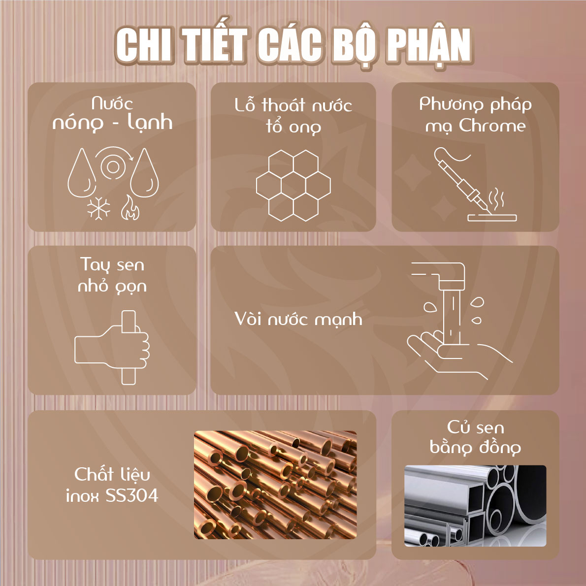 Sen cây tắm đứng Inox 304 F-1080 