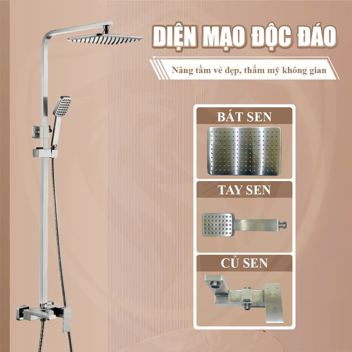 Sen cây tắm đứng Inox 304 F-1080