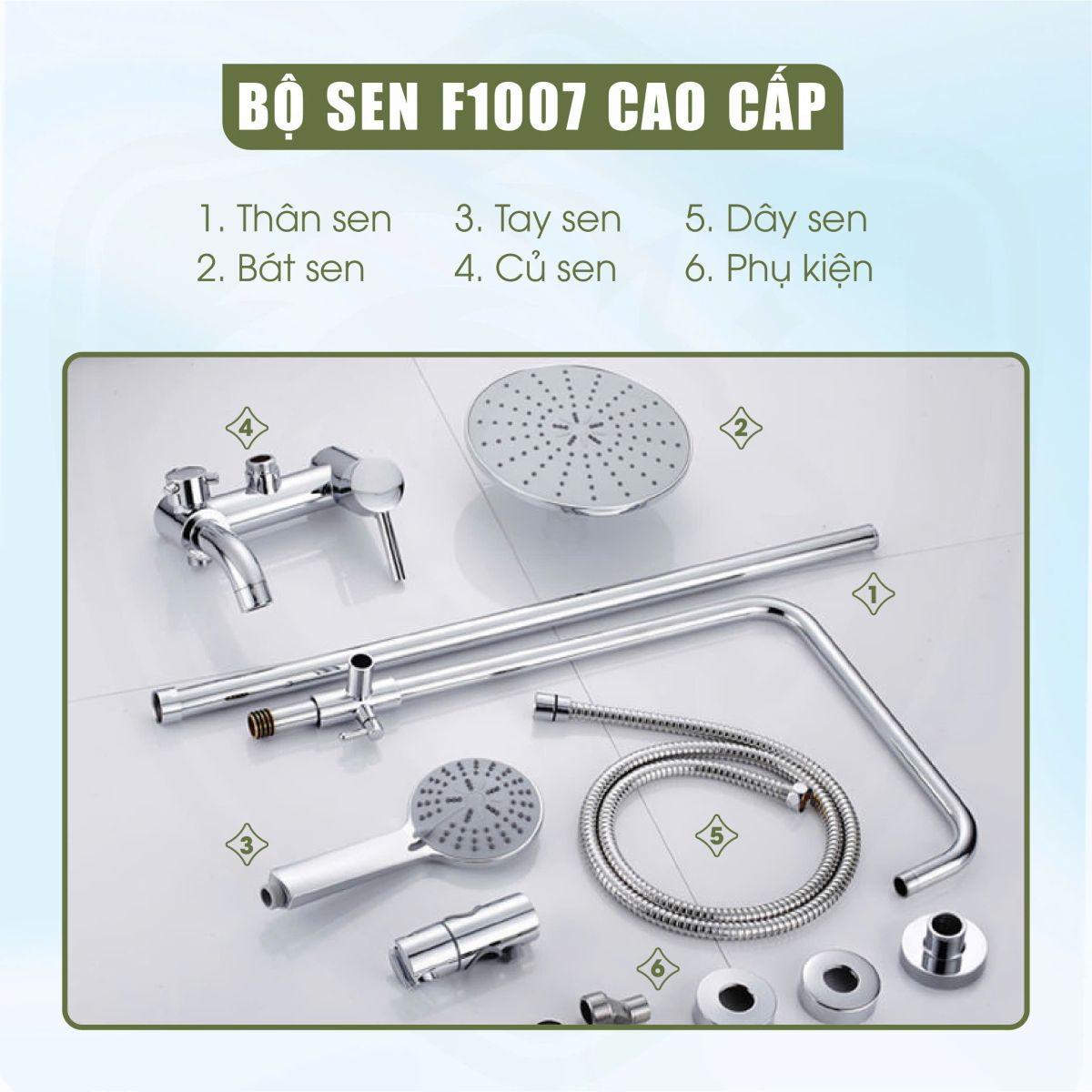 Sen Cây Tắm Fotari Đồng Thau Mạ Crom Model - 1007