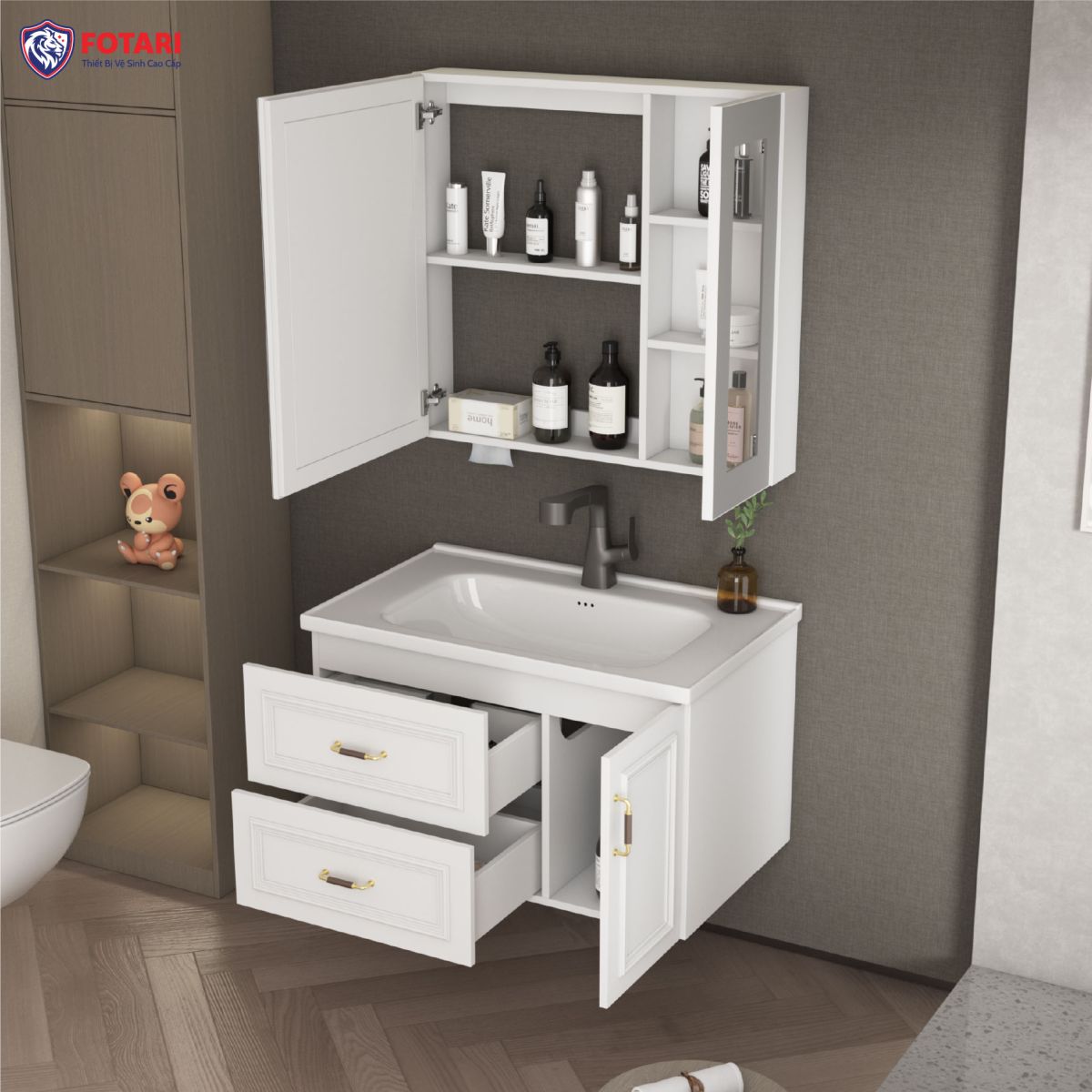 Tủ Hoàng Gia Plywood Phủ Melamin 80cm TG-2258 5