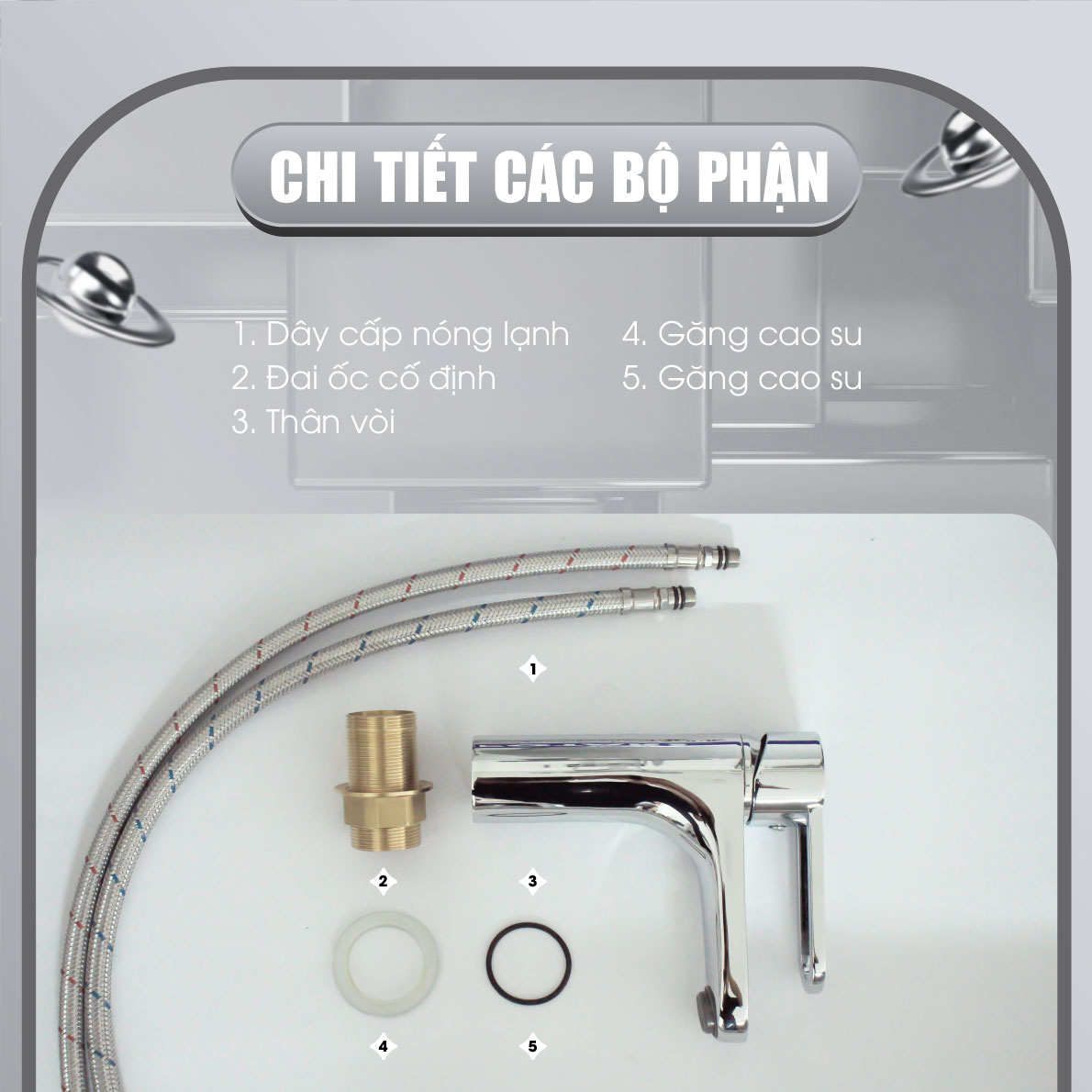 Vòi Lavabo Nóng Lạnh Đồng Thau Mạ Crom A-VL32