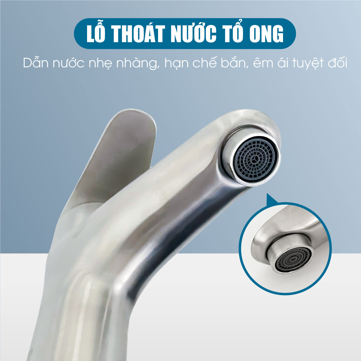 Vòi Lavabo Nóng Lạnh F-3001 thiết kế lỗ thoát nước dạng tổ ong