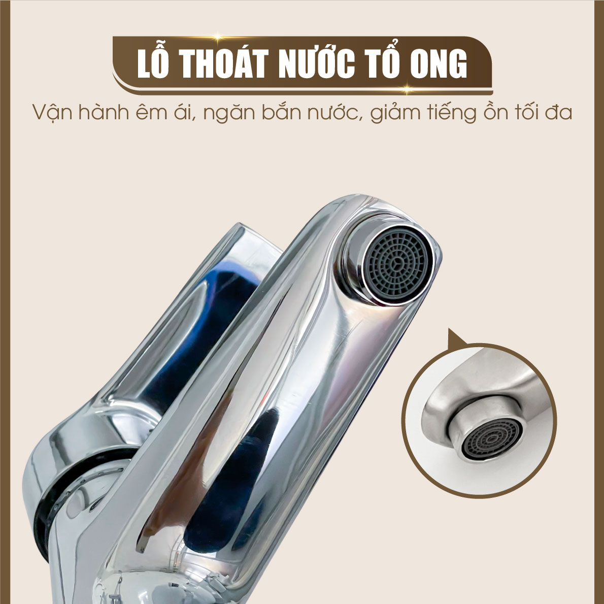 Thiết kế lỗ thoát nước vòi lavabo F-3009 khoa học