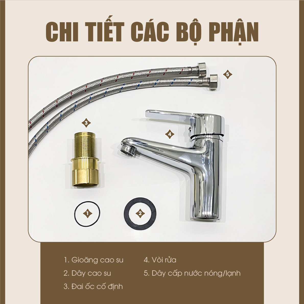 Các bộ phận vòi lavabo nóng lạnh F-3009