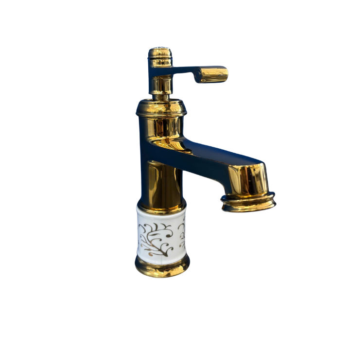 Vòi nóng lạnh lavabo đồng thau mạ vàng Fotari F-3026-1