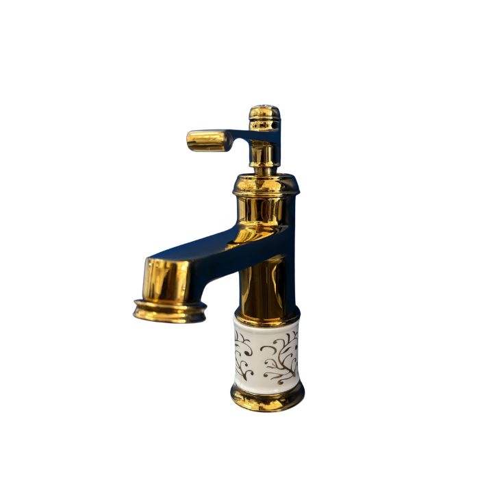 Vòi nóng lạnh lavabo đồng thau mạ vàng Fotari F-3026-1