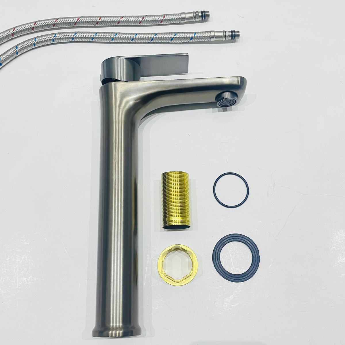 Vòi nước lavabo nóng lạnh đồng thau nano xám Fotari F-3038B